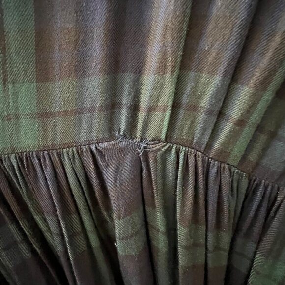 Vintage Ralph Lauren Shirt Dress 14 Tartan Plaid Blue Green Maxi Button FLAWS - Picture 10 of 10